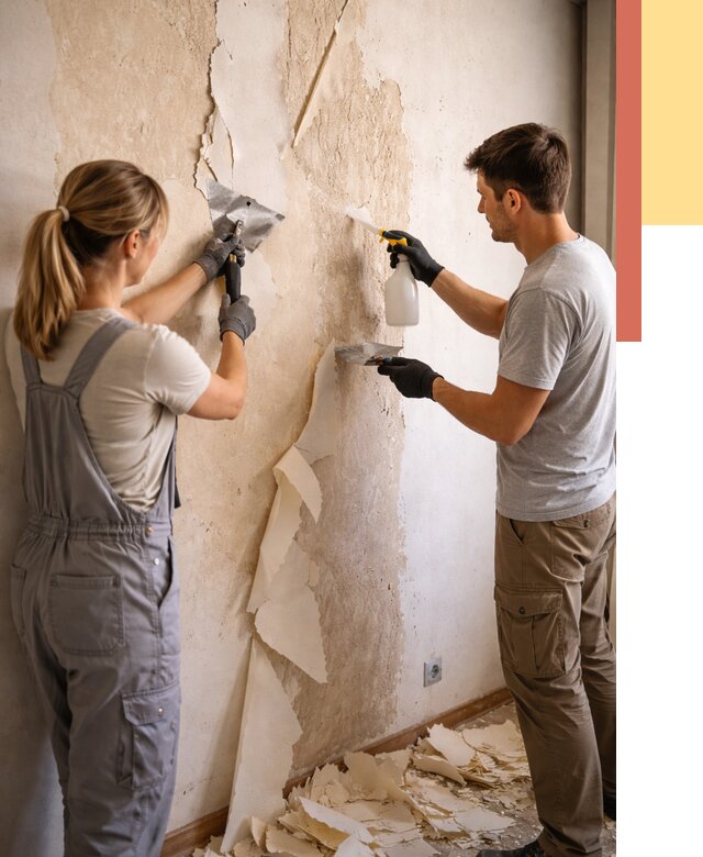 Снятие старых обоев в Соликамске от 5410 руб. под ключ недорого | ОТДЕЛОЧНИК-Слк