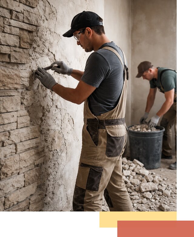 Демонтаж декоративного камня в Соликамске профессионально и безопасно