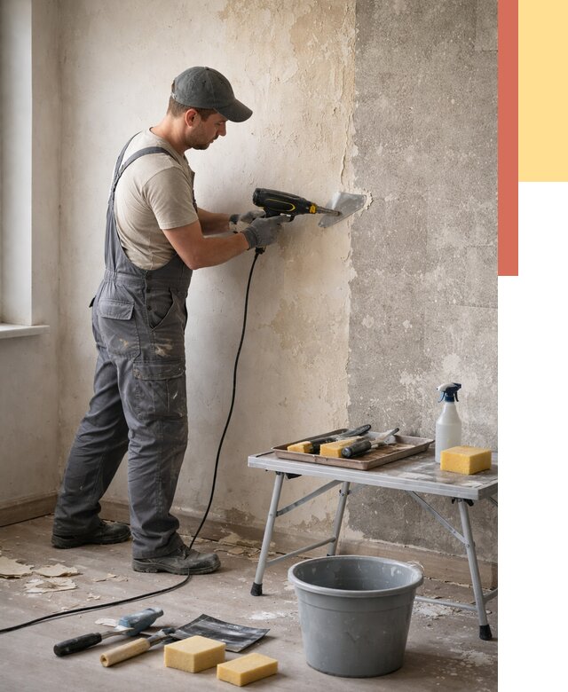 Очистка стен от клея в Соликамске от 1906 руб. — снятие и удаление клея со стен | ОТДЕЛОЧНИК-Слк