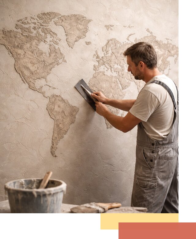 Декоративная штукатурка «Карта мира» под ключ в Соликамске