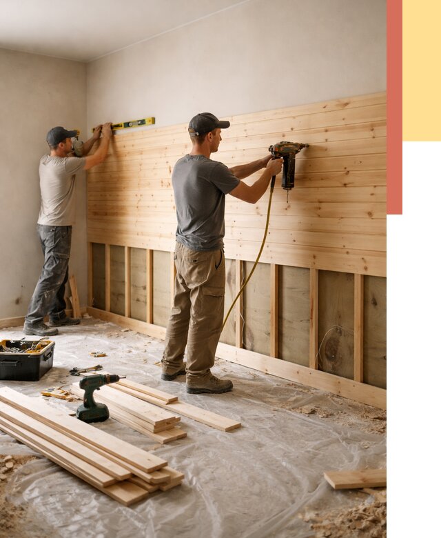 Монтаж деревянной вагонки на стены в Соликамске от 7729 руб. | Услуги монтажа вагонки | ОТДЕЛОЧНИК-Слк