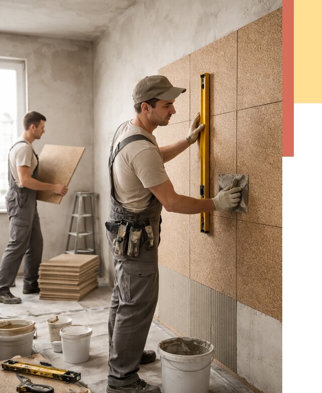 Монтаж пробковых панелей на стены в Соликамске от 3607 руб. — ОТДЕЛОЧНИК-Слк