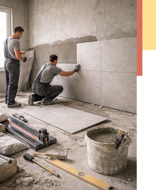 Облицовка стен керамогранитом в Соликамске от 4328 руб./м² — услуги под ключ | ОТДЕЛОЧНИК-Слк