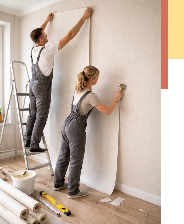 Поклейка флизелиновых обоев в Соликамске от 6183 руб. | Быстро и недорого — ОТДЕЛОЧНИК-Слк