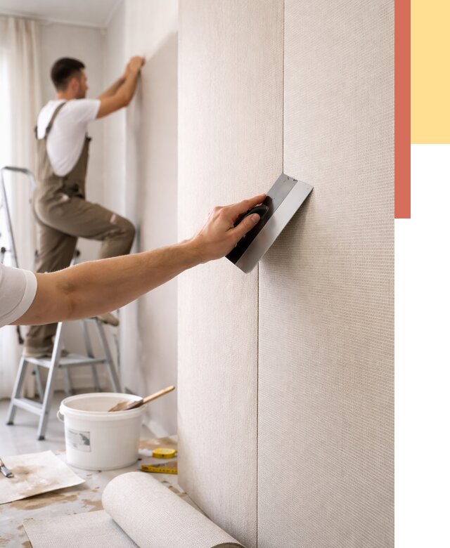 Поклейка текстильных обоев в Соликамске от 4637 руб. под ключ | ОТДЕЛОЧНИК-Слк