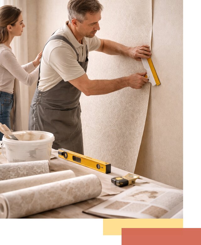 Поклейка обоев с подбором рисунка в Соликамске