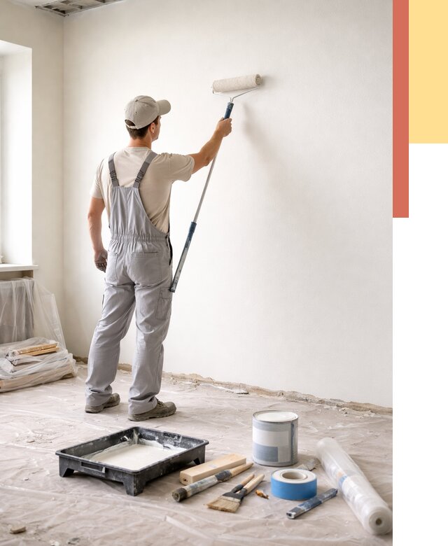 Покраска стен водоэмульсионной краской в Соликамске от 464 руб. за м² | ОТДЕЛОЧНИК-Слк