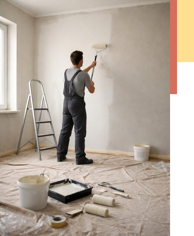 Покраска стен моющейся краской в Соликамске от 361 руб./м² — быстро и недорого | ОТДЕЛОЧНИК-Слк