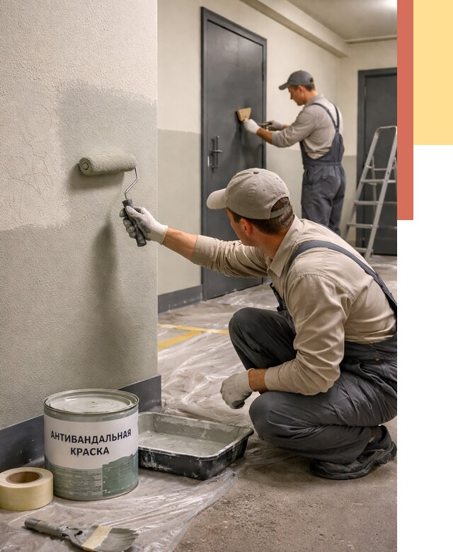 Покраска стен антивандальной краской в Соликамске от 4637 руб./м² под ключ | ОТДЕЛОЧНИК-Слк