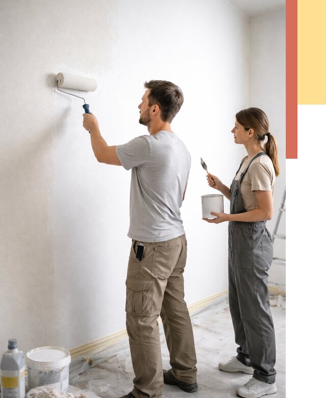 Окраска стен по стеклохолсту в Соликамске от 4637 руб/м² под ключ | ОТДЕЛОЧНИК-Слк