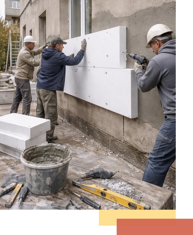 Утепление наружных стен пенопластом в Соликамске