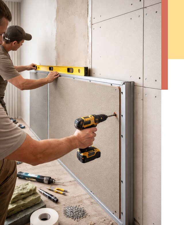 Шумоизоляция стен панелями ЗИПС в Соликамске от 2267 руб./м² под ключ | ОТДЕЛОЧНИК-Слк