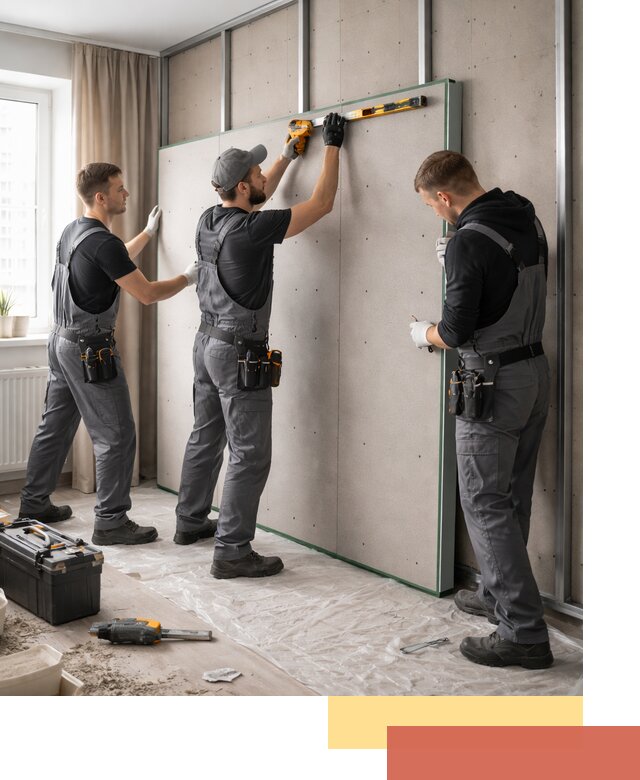 Шумоизоляция стен панелями ЗИПС в Соликамске для жилых и коммерческих помещений