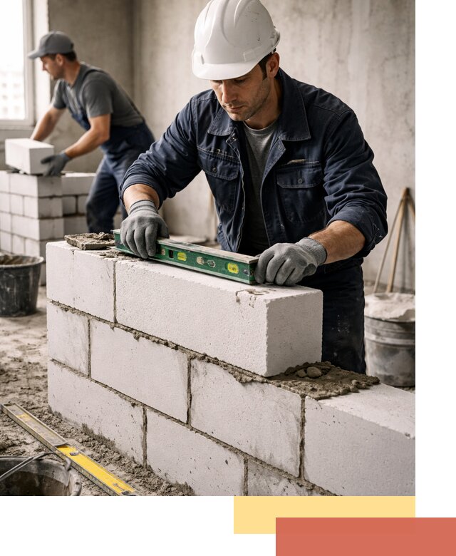 Кладка перегородок из пеноблока под ключ в Соликамске