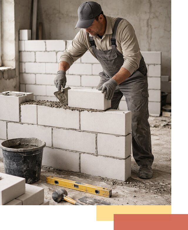 Кладка перегородок из силикатного блока в Соликамске