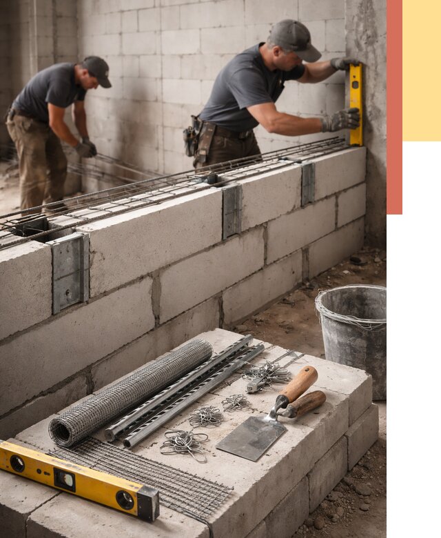Армирование кладки перегородок в Соликамске от 773 руб. под ключ | ОТДЕЛОЧНИК-Слк