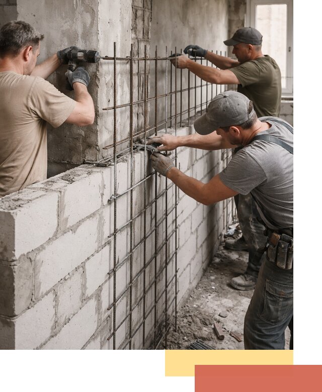 Армирование кладки перегородок в Соликамске профессионально и надёжно