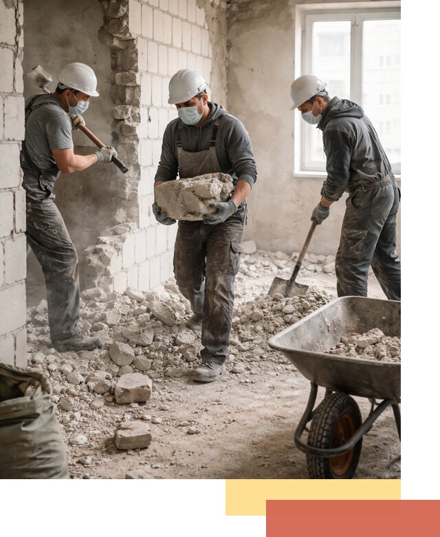 Демонтаж блочных перегородок в Соликамске быстро и аккуратно