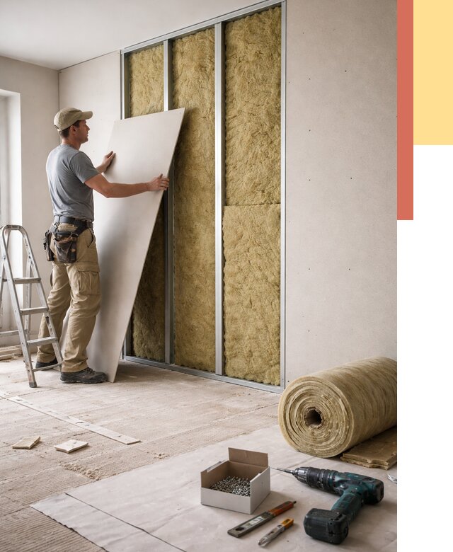 Перегородка из гипсокартона с шумоизоляцией в Соликамске от 3215 руб. | ОТДЕЛОЧНИК-Слк