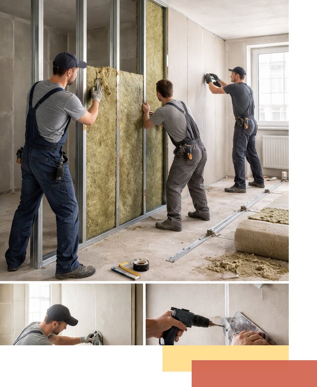 Перегородка из гипсокартона с шумоизоляцией в Соликамске — монтаж под ключ