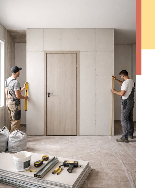 Перегородка из гипсокартона с дверью в Соликамске от 4637 руб. под ключ | ОТДЕЛОЧНИК-Слк