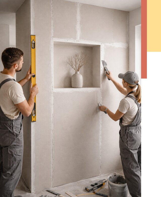 Перегородка из гипсокартона с нишей в Соликамске от 3349 руб. под ключ | ОТДЕЛОЧНИК-Слк