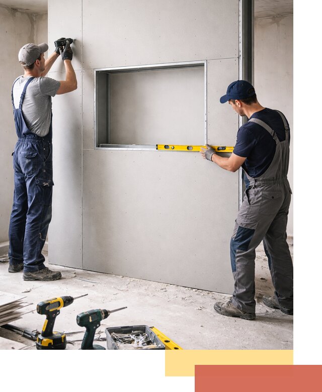 Перегородка из гипсокартона с нишей под декор в Соликамске