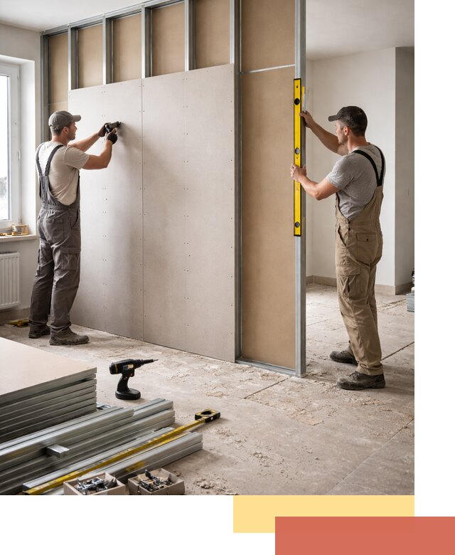 Зонирующая перегородка из гипсокартона под ключ в Соликамске