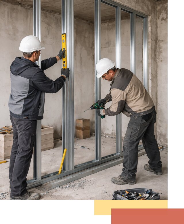 Монтаж каркаса перегородки из профиля в Соликамске