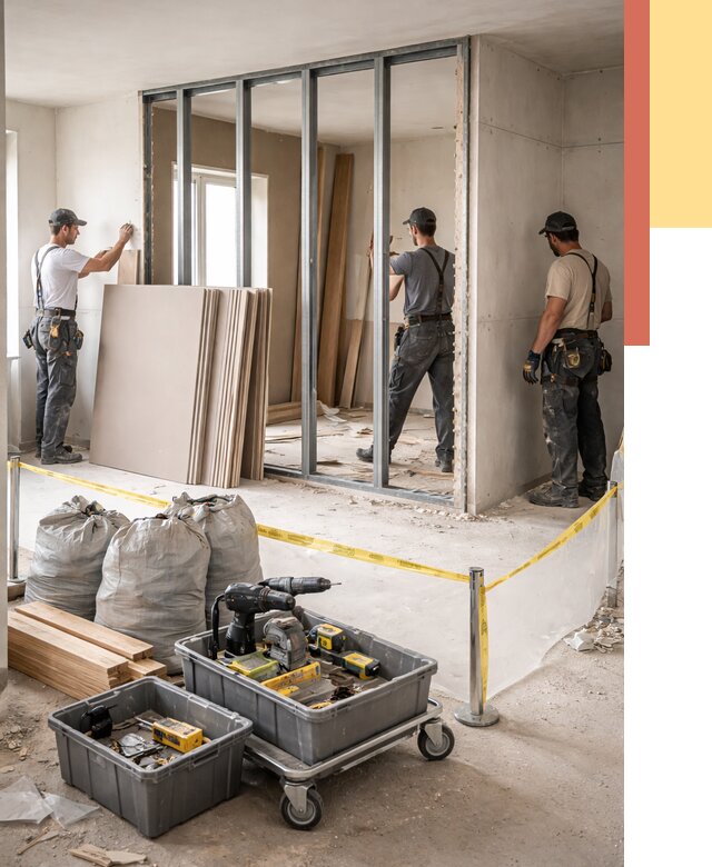 Перенос гипсокартонной перегородки в Соликамске под ключ от 4637 руб. | Демонтаж и монтаж – ОТДЕЛОЧНИК-Слк