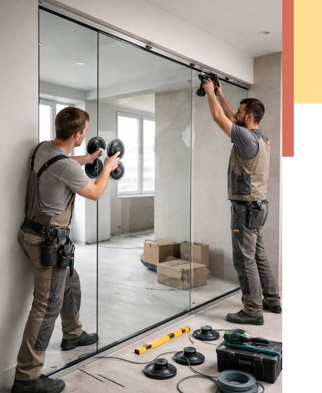 Монтаж стеклянных перегородок в Соликамске от 6698 руб. | ОТДЕЛОЧНИК-Слк