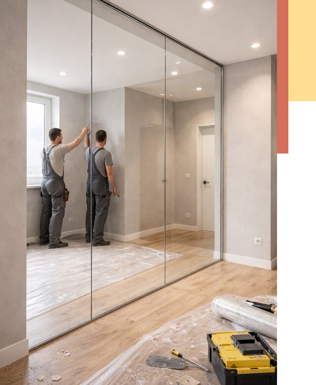 Безрамные стеклянные перегородки в Соликамске — монтаж от 9790 руб. | ОТДЕЛОЧНИК-Слк