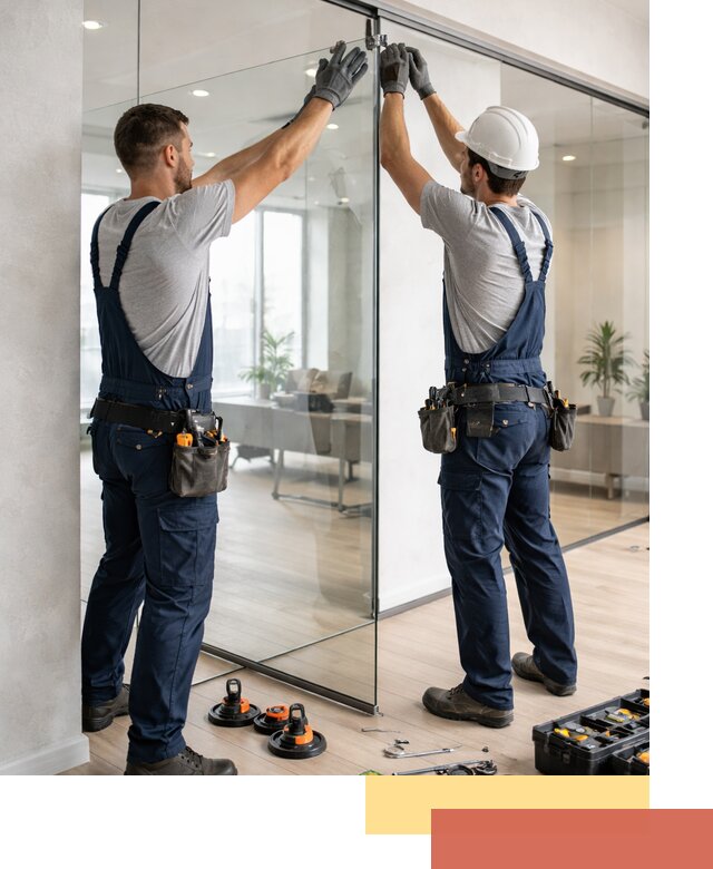 Безрамные стеклянные перегородки под ключ в Соликамске