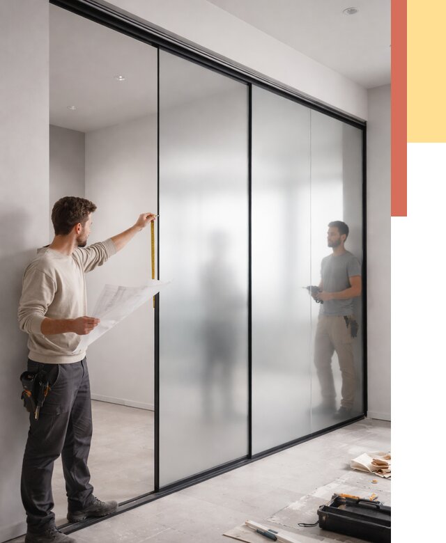 Матовые стеклянные перегородки в Соликамске от 8759 руб. — монтаж и установка | ОТДЕЛОЧНИК-Слк