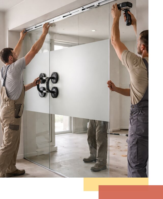 Матовые стеклянные перегородки под ключ в Соликамске