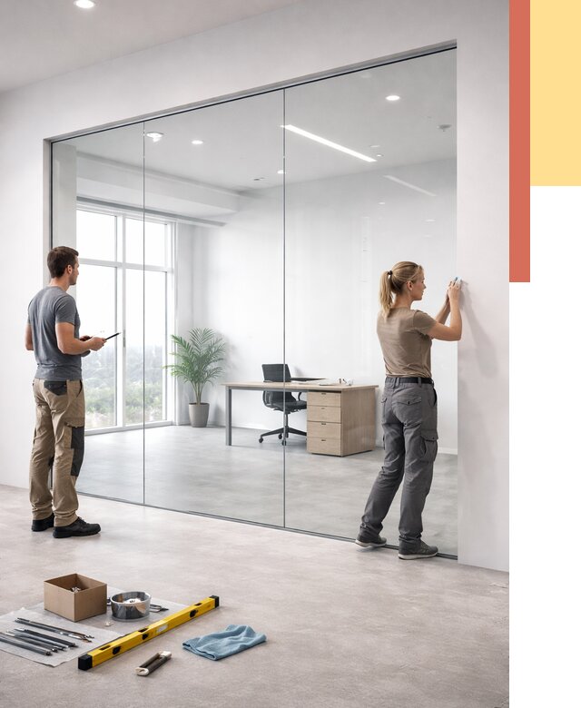 Перегородки из закаленного стекла в Соликамске от 9790 руб. под ключ | ОТДЕЛОЧНИК-Слк