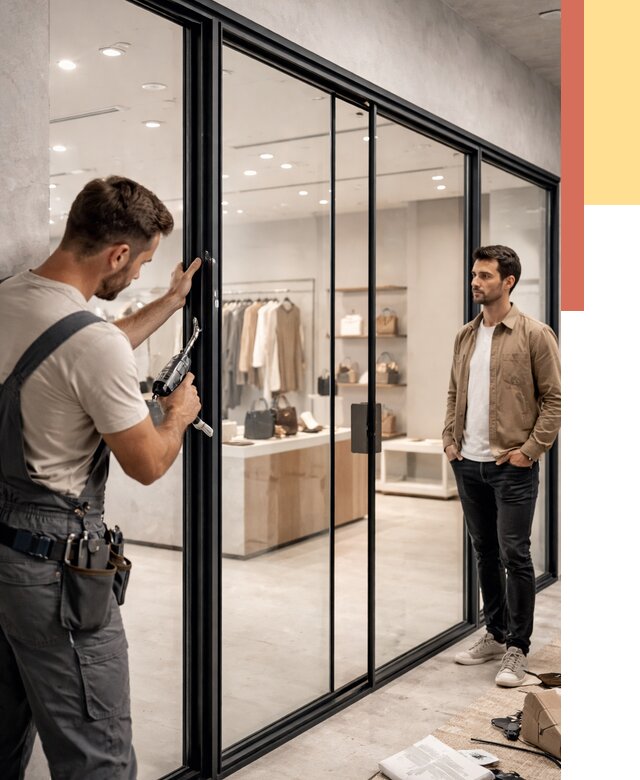 Стеклянные перегородки для магазинов в Соликамске от 8450 руб. под ключ | ОТДЕЛОЧНИК-Слк