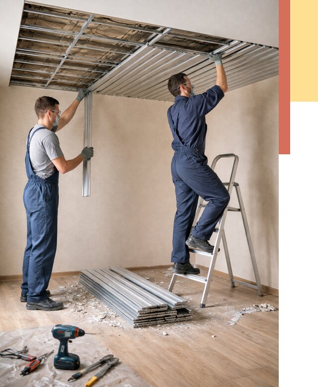 Демонтаж реечного потолка в Соликамске от 4637 руб. быстро и недорого | ОТДЕЛОЧНИК-Слк