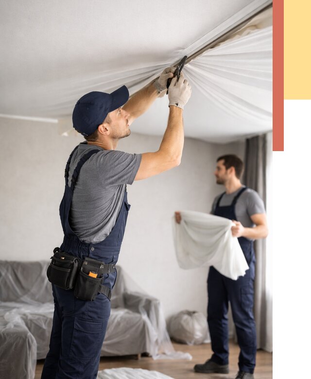 Демонтаж натяжного потолка в Соликамске от 4637 руб. — снятие и разбор под ключ | ОТДЕЛОЧНИК-Слк