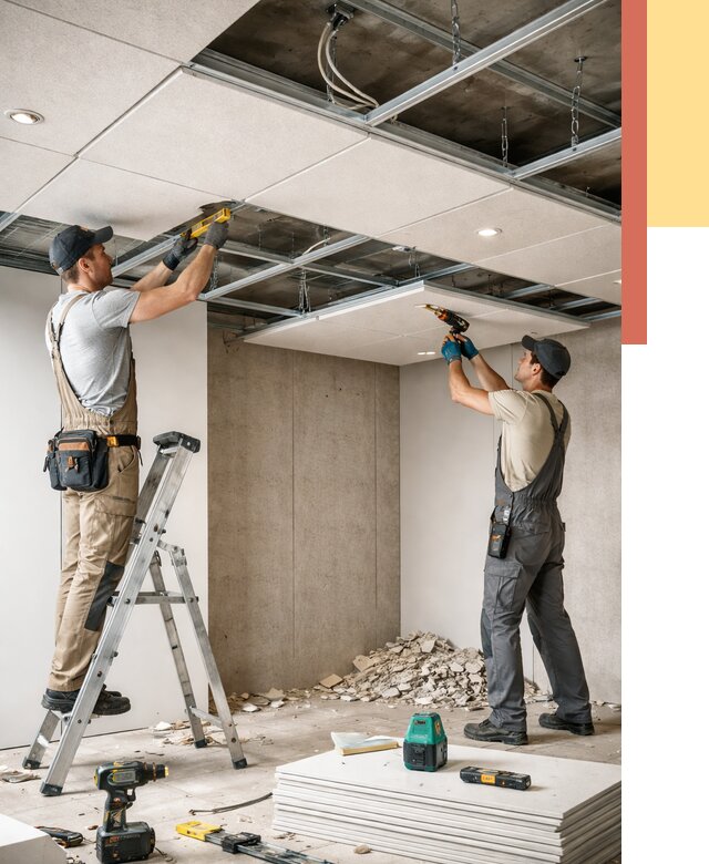 Монтаж акустического потолка в Соликамске от 6698 руб/м2 — быстро и недорого | ОТДЕЛОЧНИК-Слк