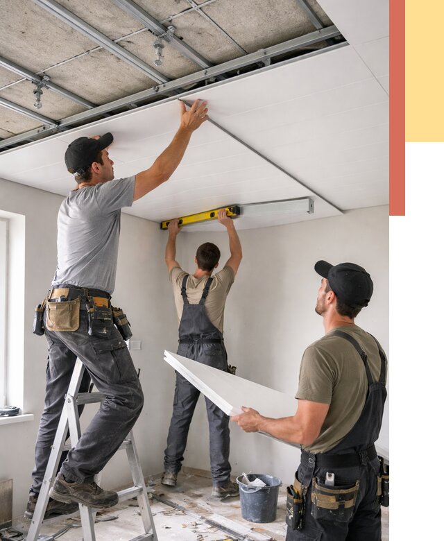 Монтаж потолка из ПВХ панелей в Соликамске от 3607 руб./м2 — быстро и недорого | ОТДЕЛОЧНИК-Слк