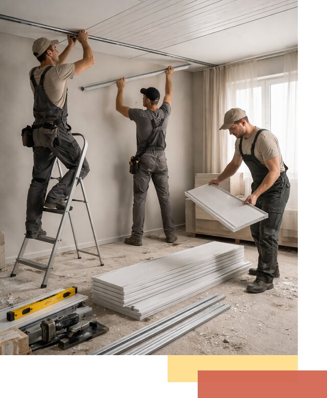 Монтаж потолка из ПВХ панелей в Соликамске оперативно и качественно