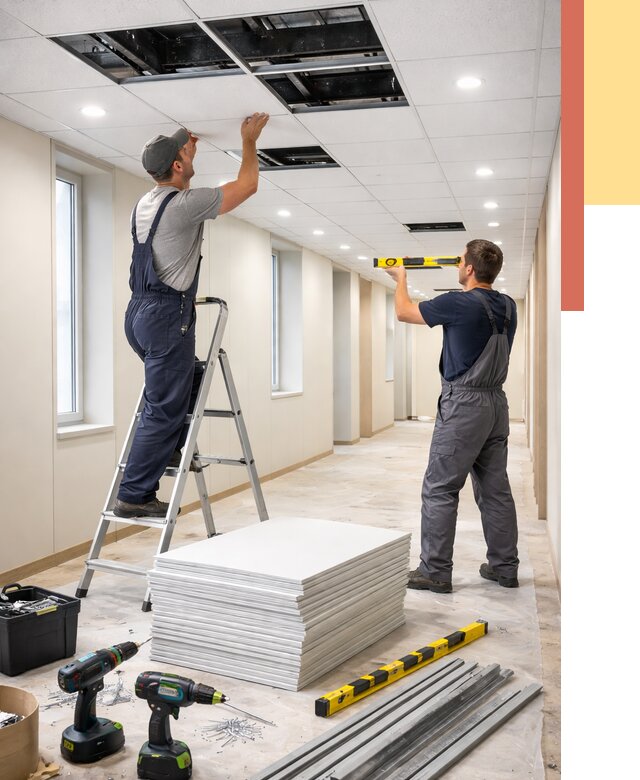 Ремонт потолка Армстронг в Соликамске от 4637 руб. — быстро и недорого | ОТДЕЛОЧНИК-Слк