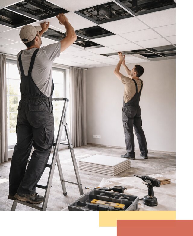 Замена плит подвесного потолка в Соликамске быстро и качественно