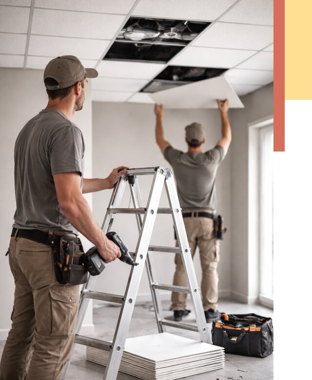 Обслуживание подвесного потолка в Соликамске от 3607 руб. — быстро и недорого | ОТДЕЛОЧНИК-Слк