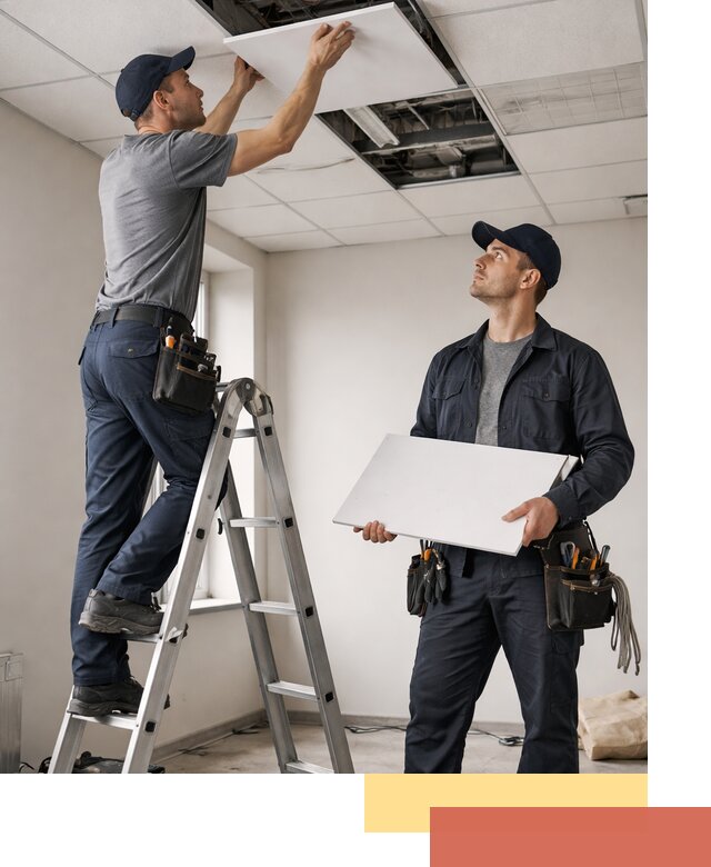 Обслуживание подвесного потолка в Соликамске — ремонт и чистка