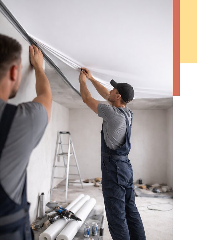 Монтаж матового натяжного потолка в Соликамске от 4637 руб./м² — быстро и недорого | ОТДЕЛОЧНИК-Слк