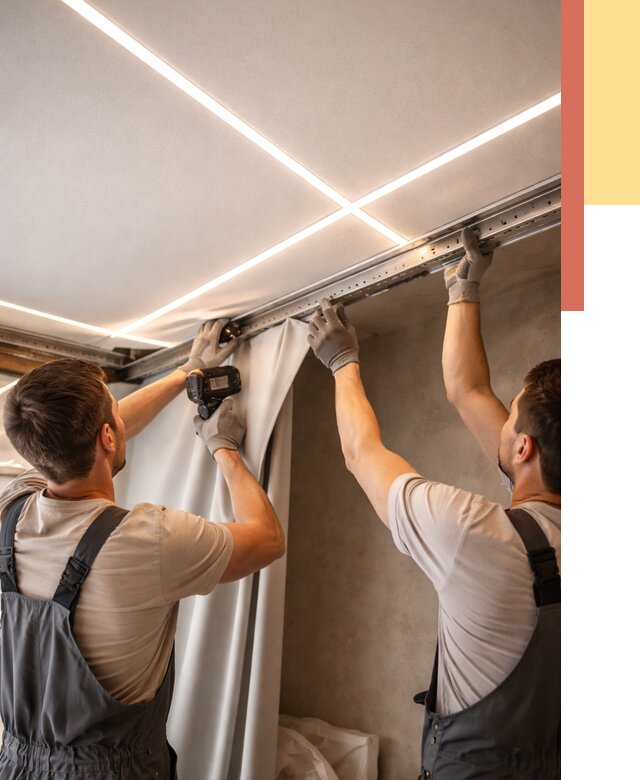 Монтаж натяжного потолка со световыми линиями в Соликамске от 1237 руб. | ОТДЕЛОЧНИК-Слк