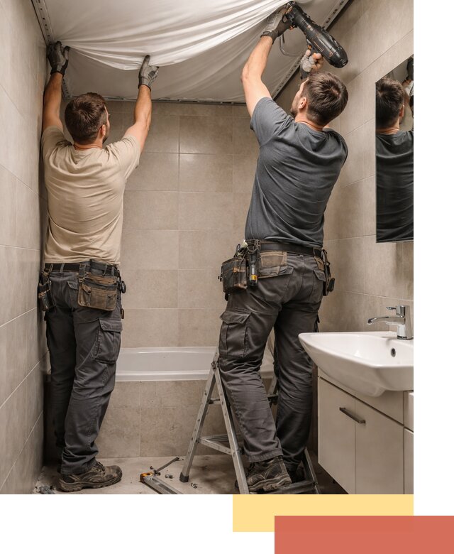 Монтаж натяжного потолка в ванной в Соликамске быстро и качественно