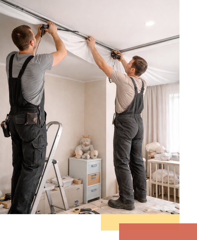 Монтаж натяжного потолка в детской комнате в Соликамске